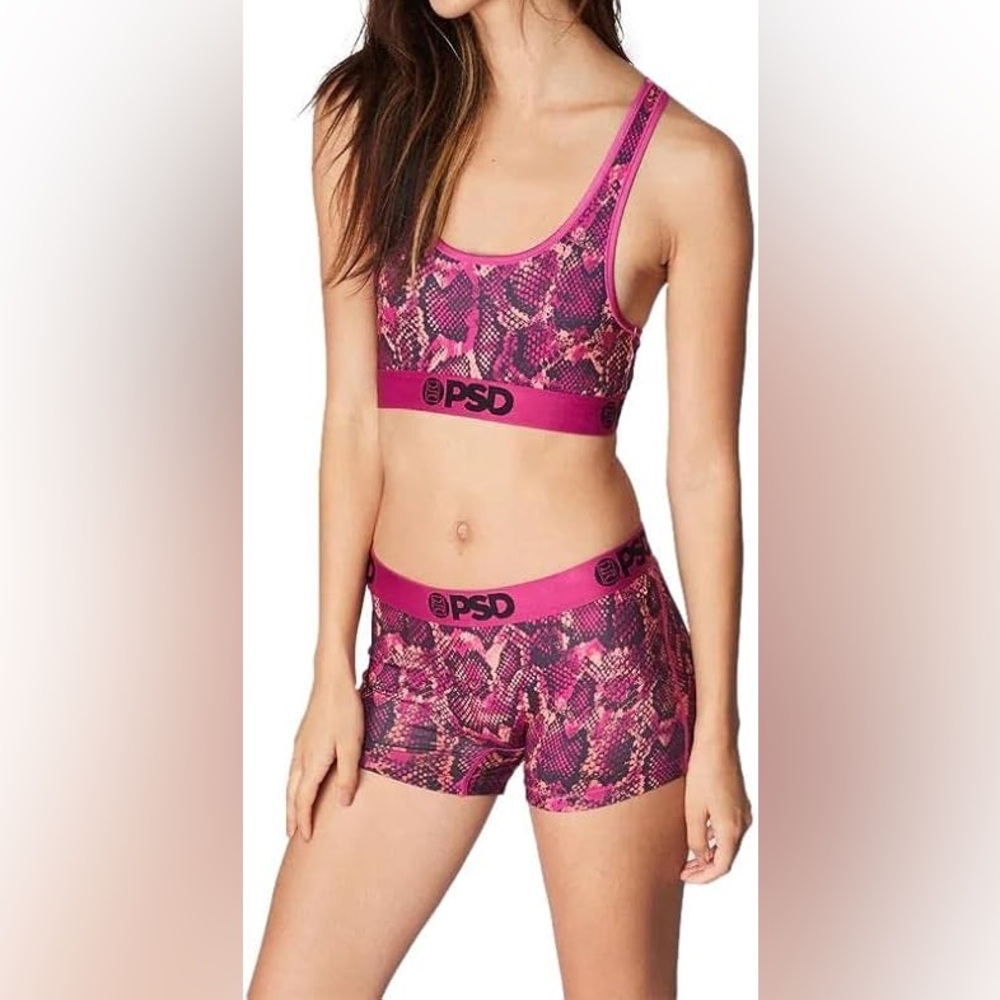 PSD Pink Snake Print Reptile bra and boxers